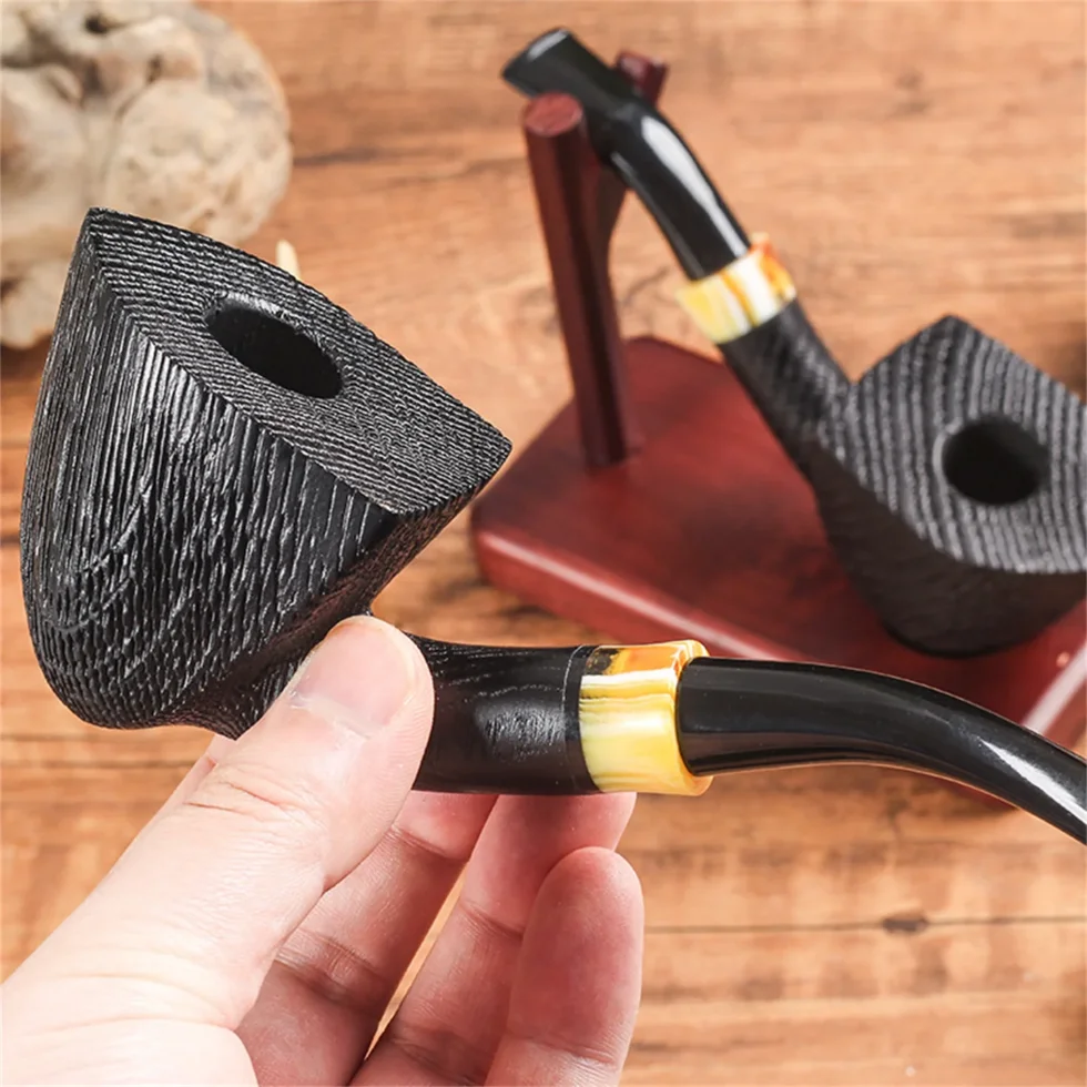 Carbonized Oak Wood Tomahawk Pipe