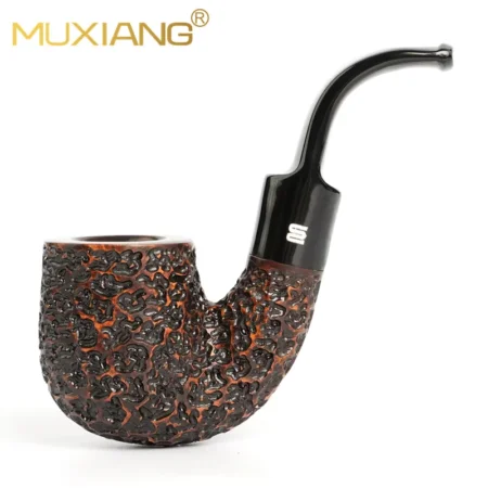 Carved Briar Bent Tobacco Pipe