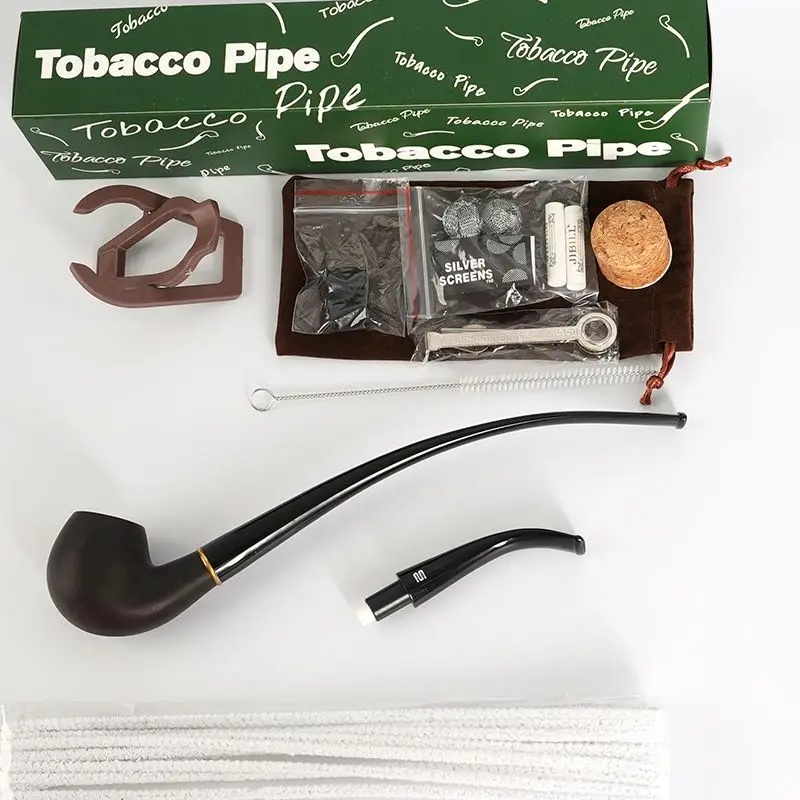 Black Handmade Italian Churchwarden Pipe