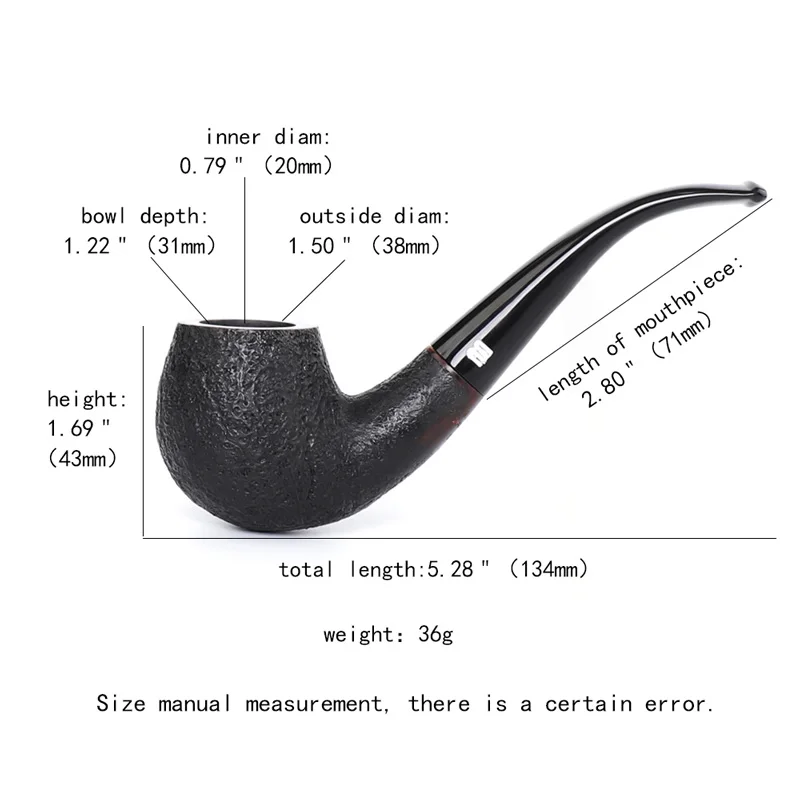 Black Sandblasted Sherlock Holmes Billiard Pipe