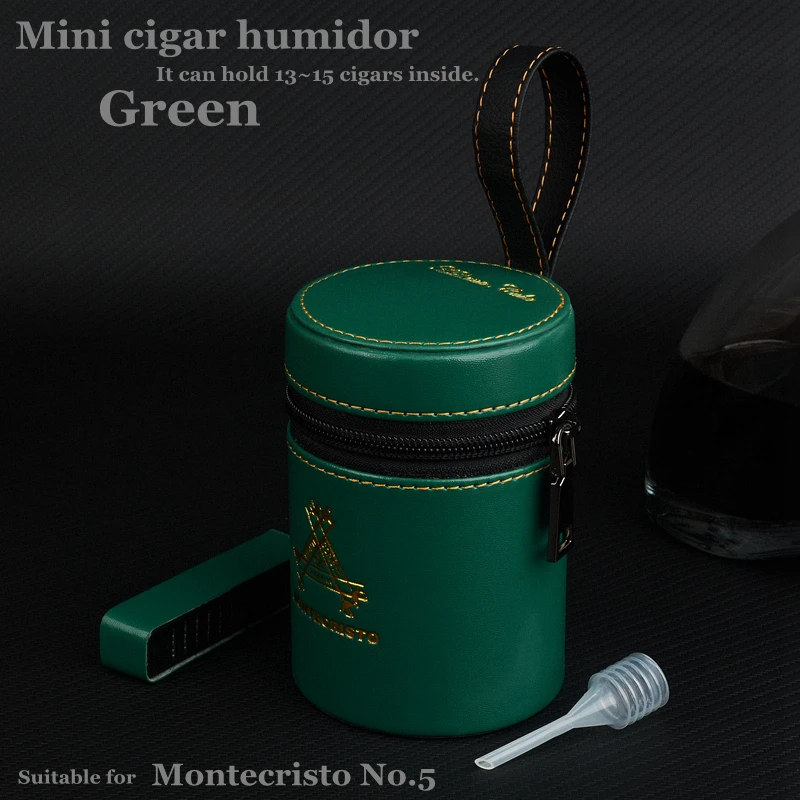 Green Leather Cigar Jar