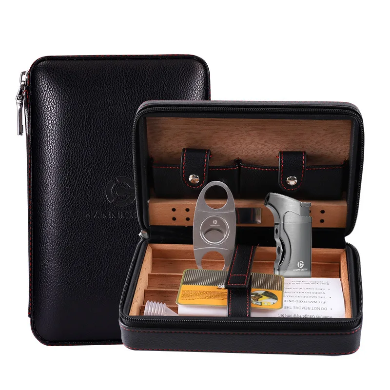 black leather cigar case