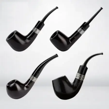 Handmade Men Bent Type Ebony Wood Pipe