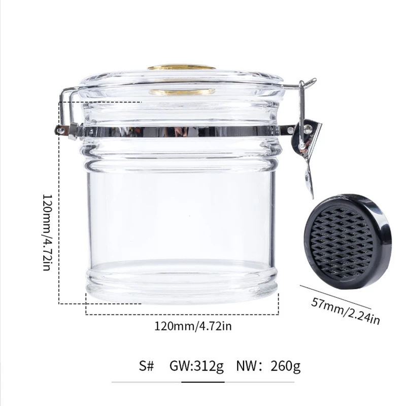 Acrylic Humidor Jar with Hygrometer and Humidifier