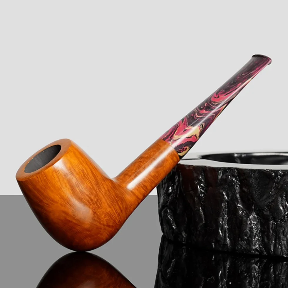 Straight Billiard Pipe With Colorful Cumberland Pipe Mouthpiece