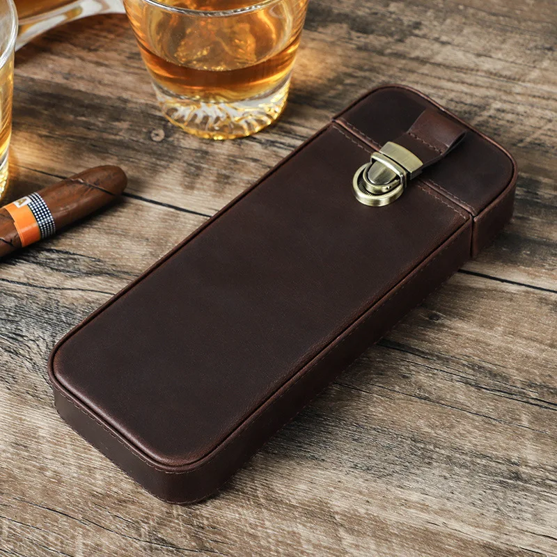 Drawer Style Retro Leather Cigar Travel Case