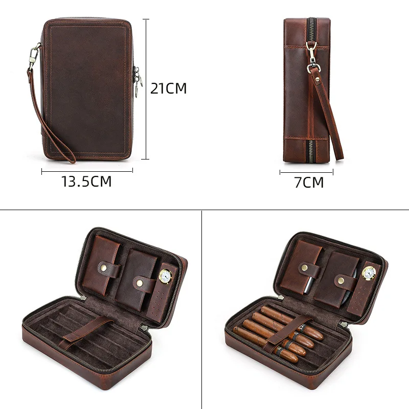 Handmade Leather Cigar Travel Case