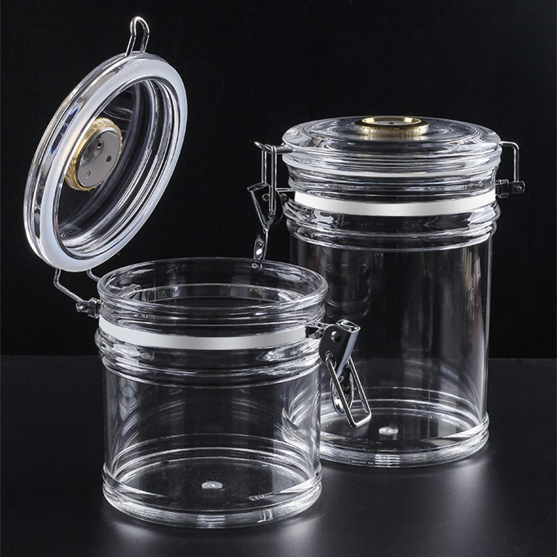 Acrylic Humidor Jar with Hygrometer and Humidifier