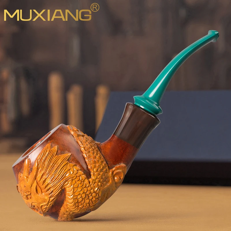 Large Apple Egg Pipe with Dragon Engraving