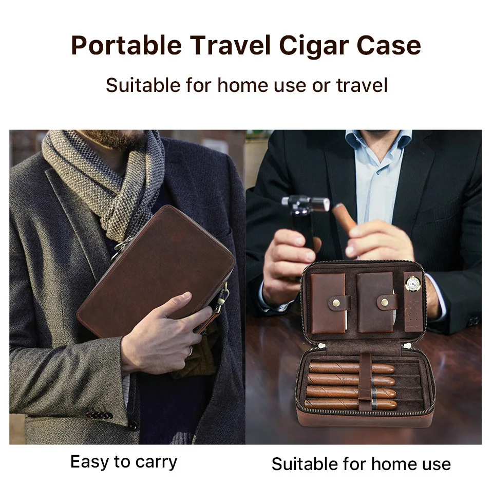 Handmade Leather Cigar Travel Case