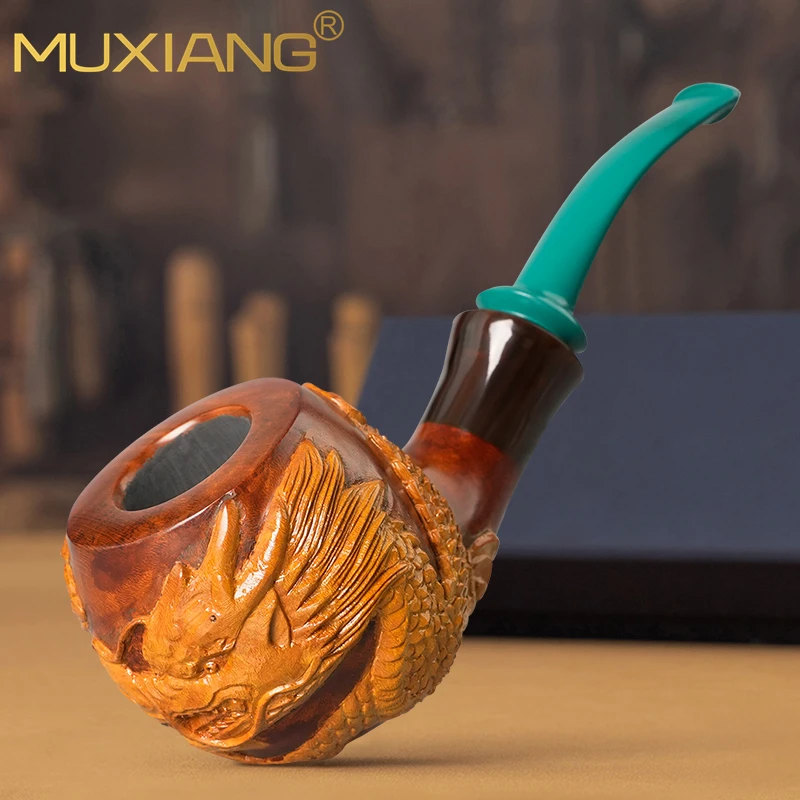 Large Apple Egg Pipe with Dragon Engraving