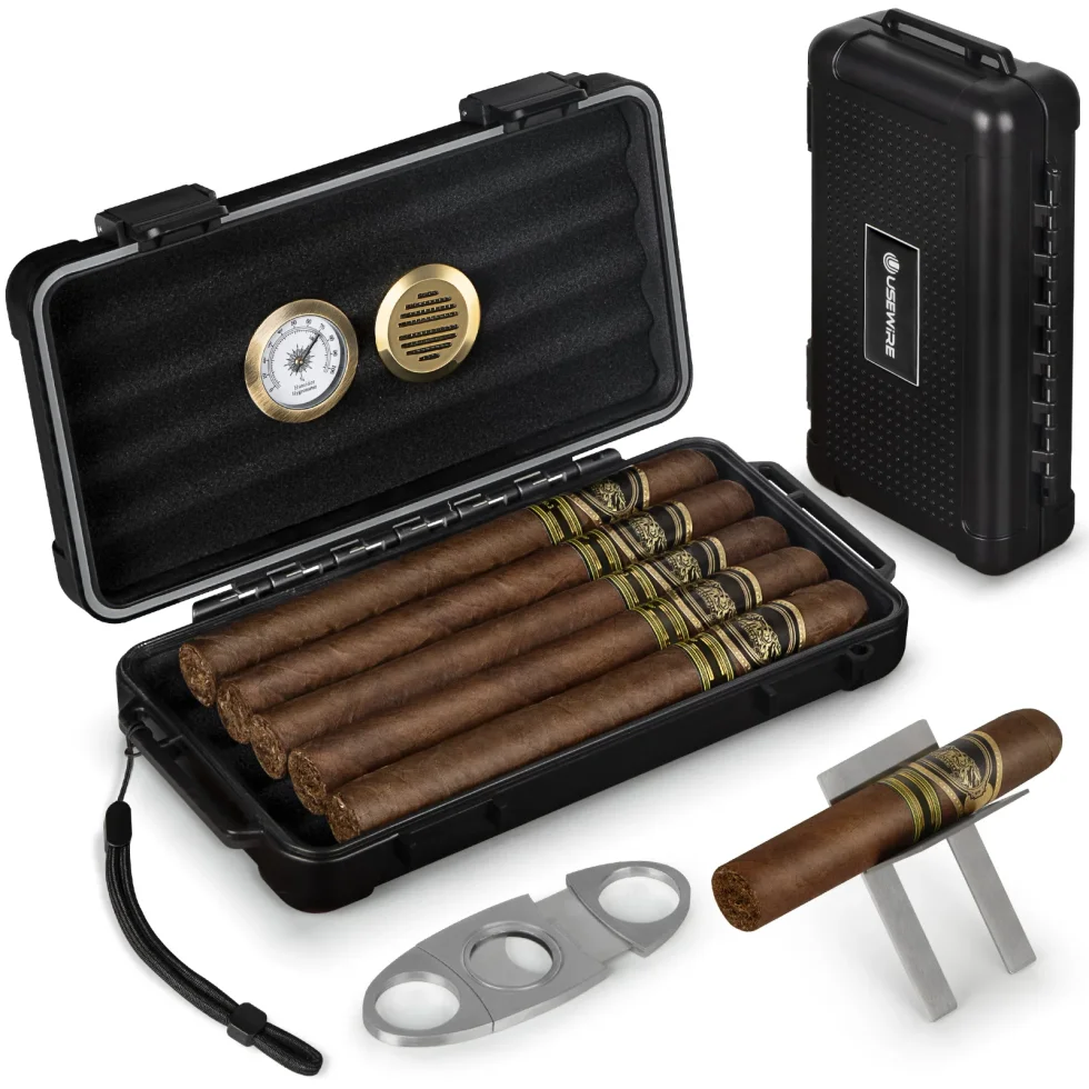 Cigar Humidor with Humidifier and Hygrometer