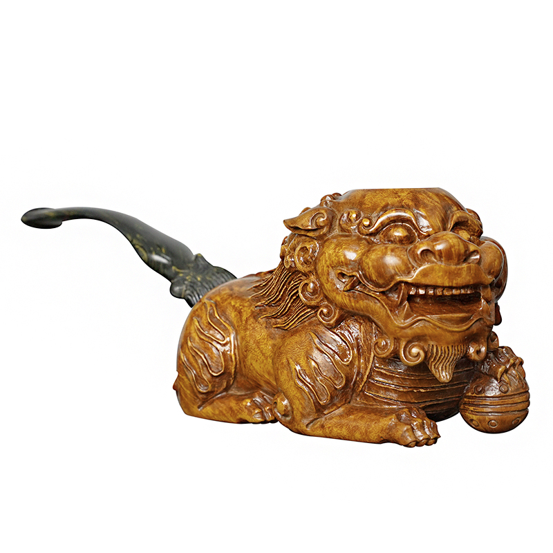 Hand Carved Wooden Lion Smoking Pipe